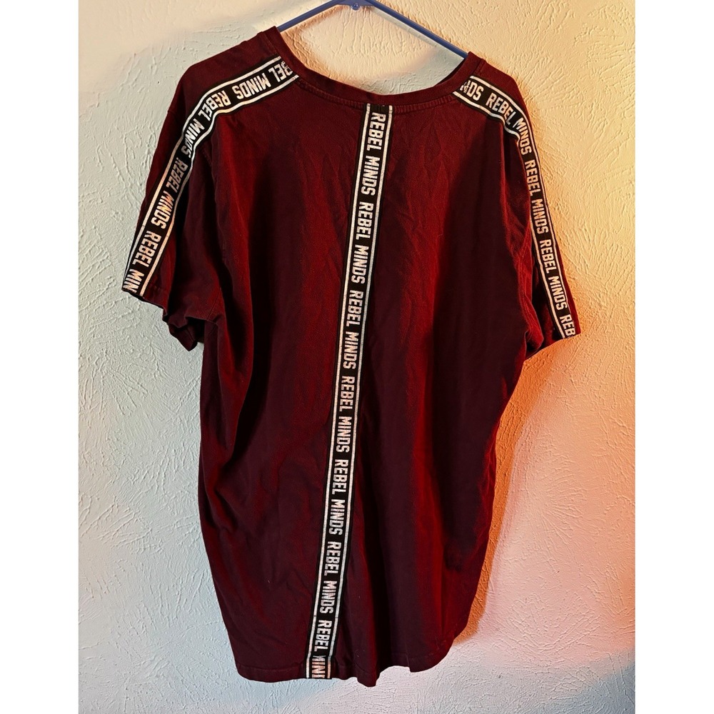 Rebel Minds Burgundy Solid Cotton Jersey Logo V-Neck Short Sleeve T-Shirt 2XL
